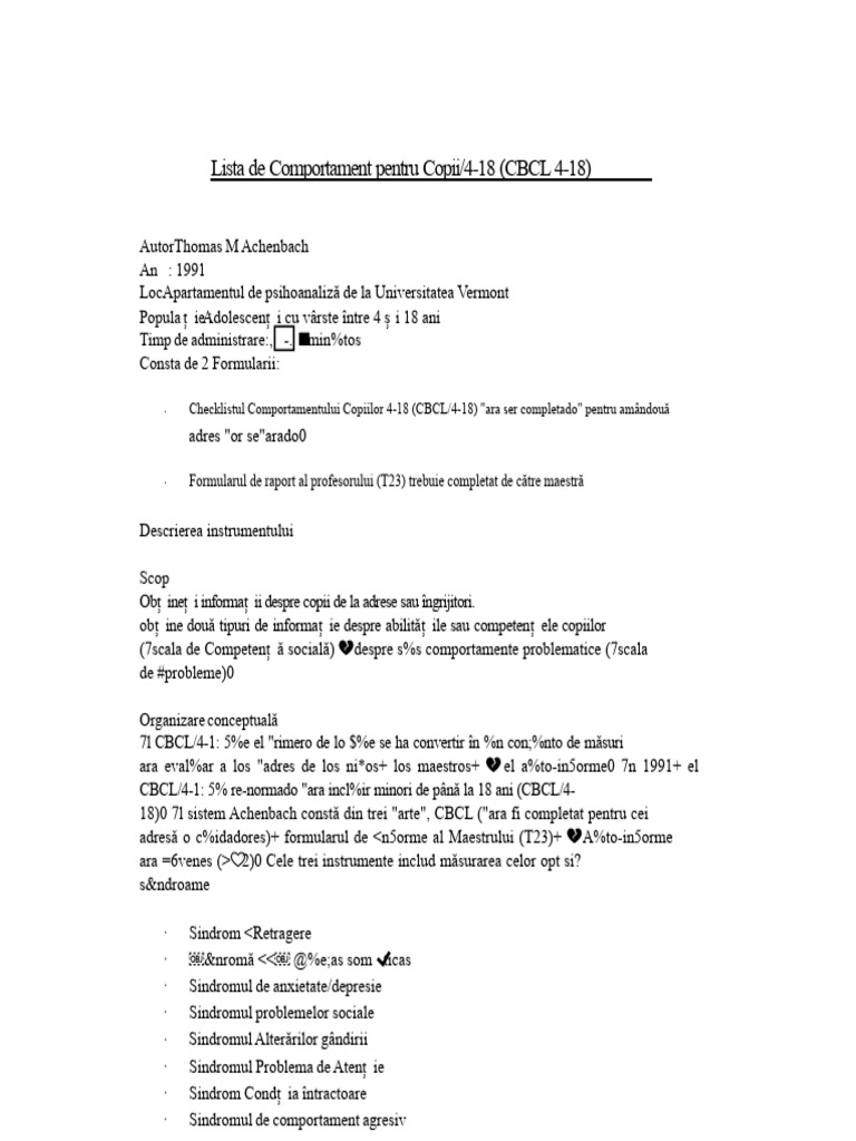 Cum Se Evaluează CBCL | PDF