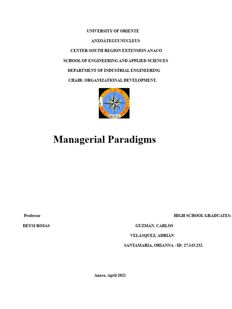 Managerial Paradigms in Business Management | PDF | Paradigm | Leadership
