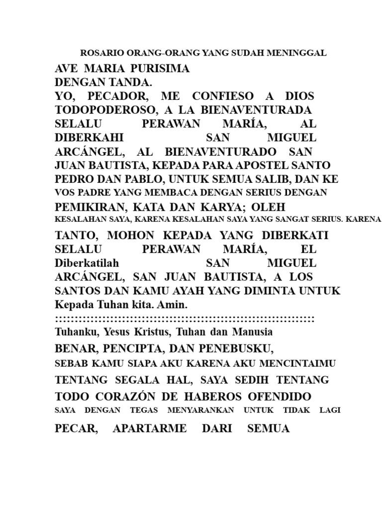 Rosario Orang-Orang Yang Telah Meninggal | PDF
