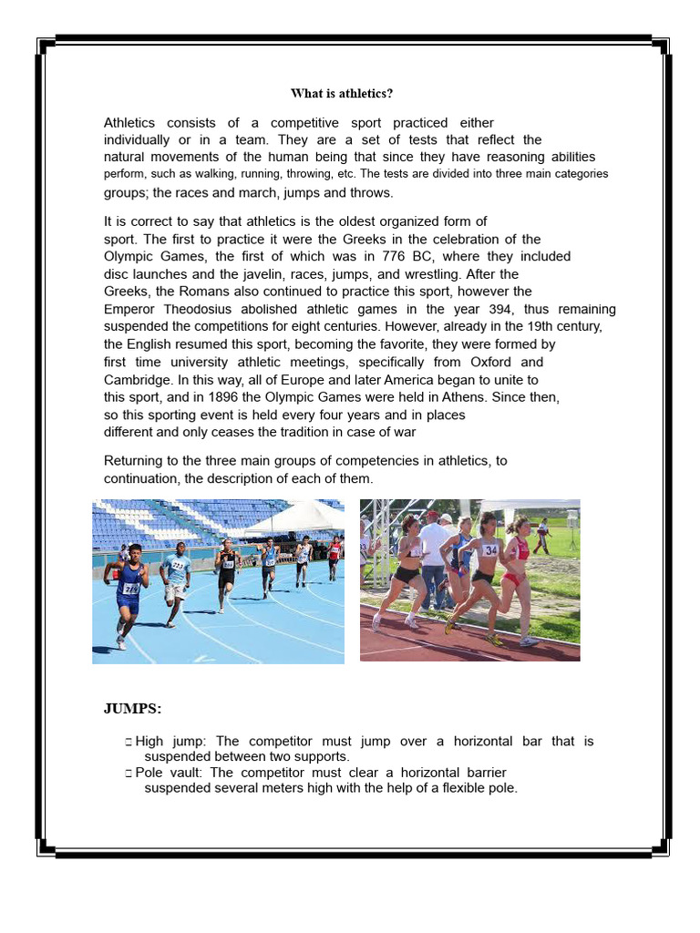 Understanding Athletics: An Overview | PDF | Track And Field | Sports