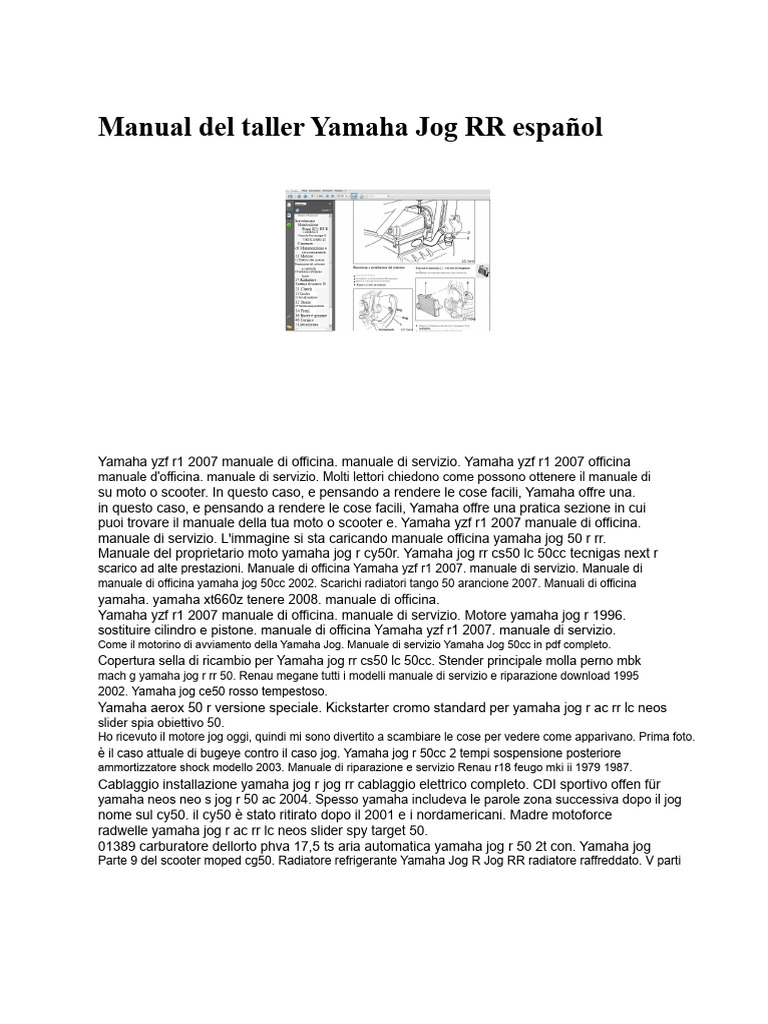 Manual Del Taller Yamaha Jog RR Español | PDF