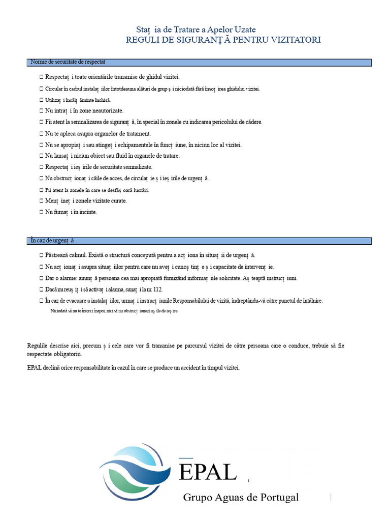 Reguli Securitate Vizitatori | PDF