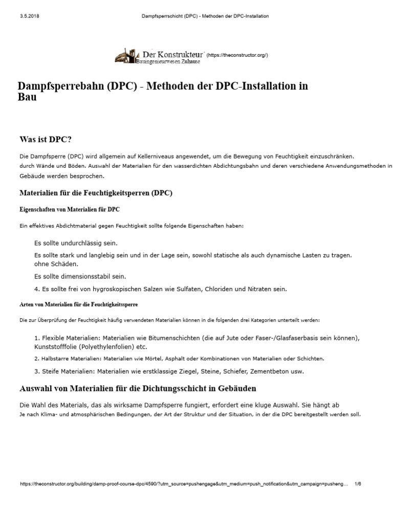 Dampfsperre (DPC) - Methoden Zur Installation Von DPC | PDF