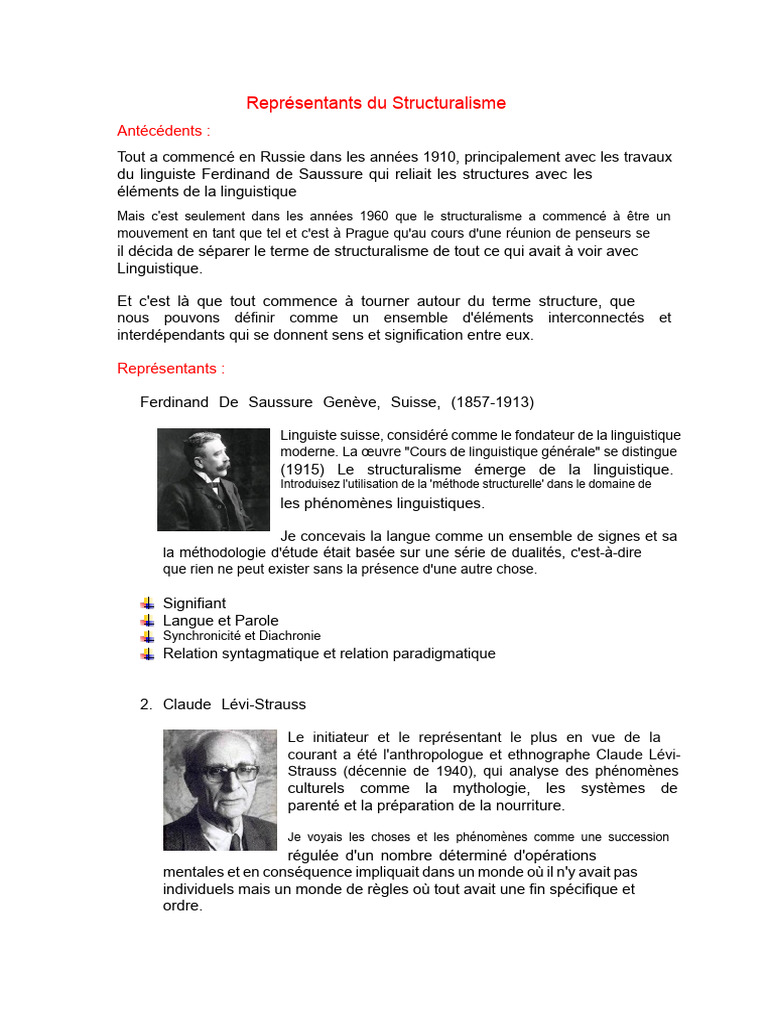 Les Pionniers du Structuralisme | PDF | Linguistique | Enseignement des ...