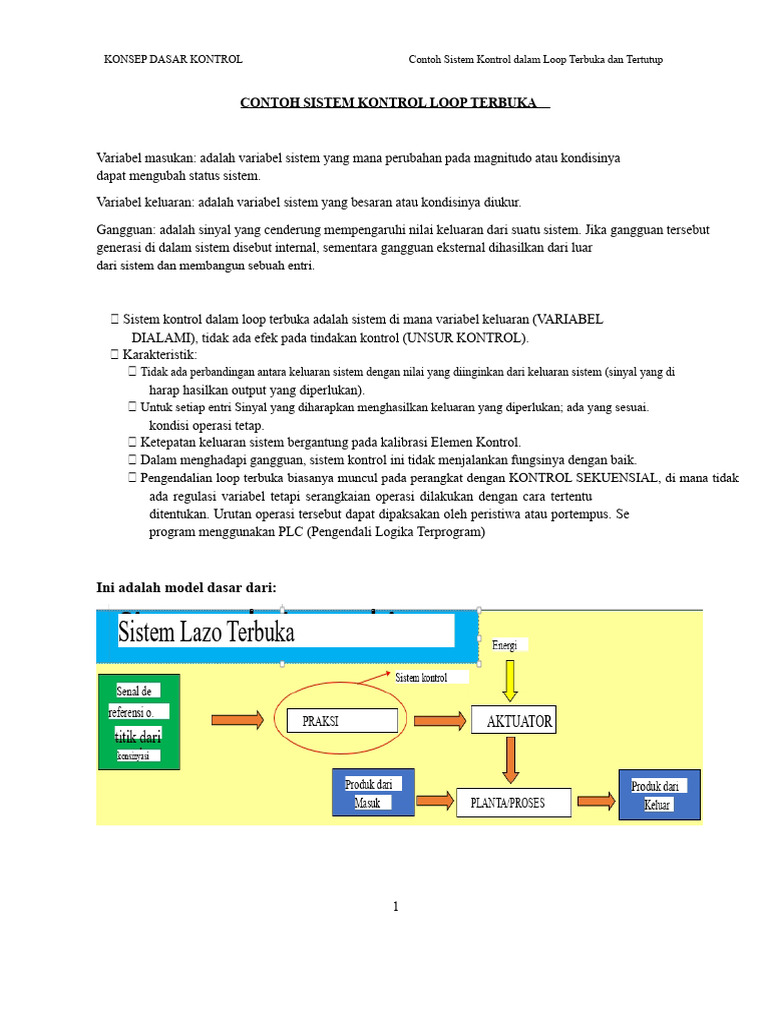 Contoh Sistem Kontrol Loop Terbuka dan Tertutup | PDF