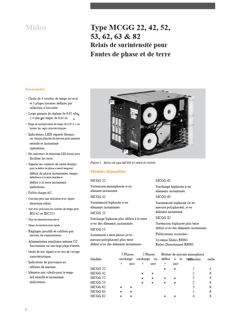 Relais Midos MCGG : Protection surintensité | PDF | Transformateur ...
