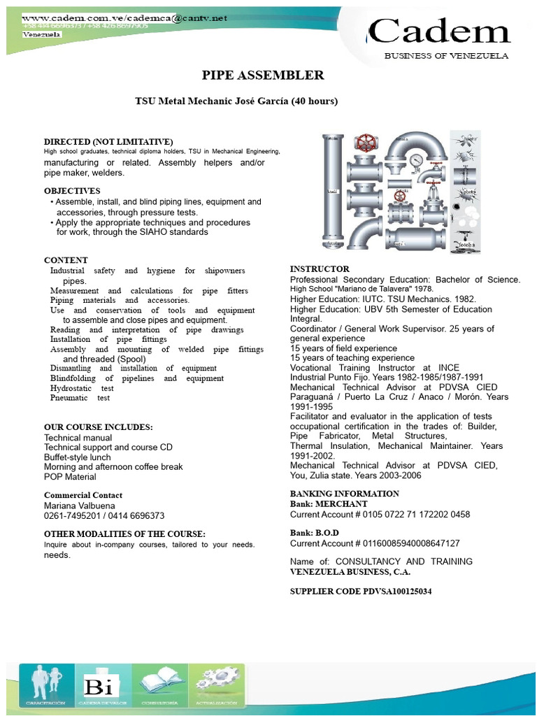 Pipe Assembler Training Course | PDF | Pipe (Fluid Conveyance ...