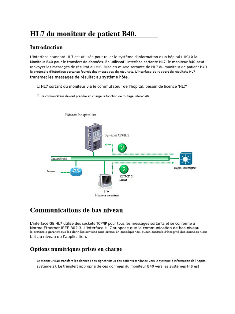 Interface HL7 pour Moniteur B40 | PDF | Serveur (Informatique ...
