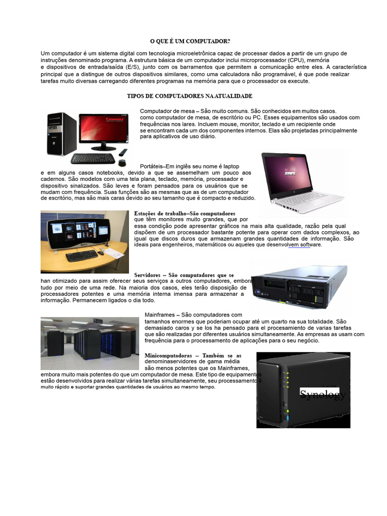 Tipos e Estrutura de Computadores | PDF | USB | DVD