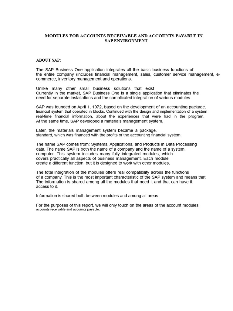 SAP Accounts Receivable & Payable Modules | PDF | Accounts Payable ...