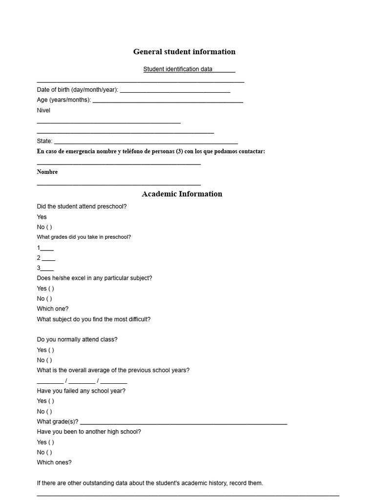 Student Information and Academic Profile | PDF | Medicine | Health Care