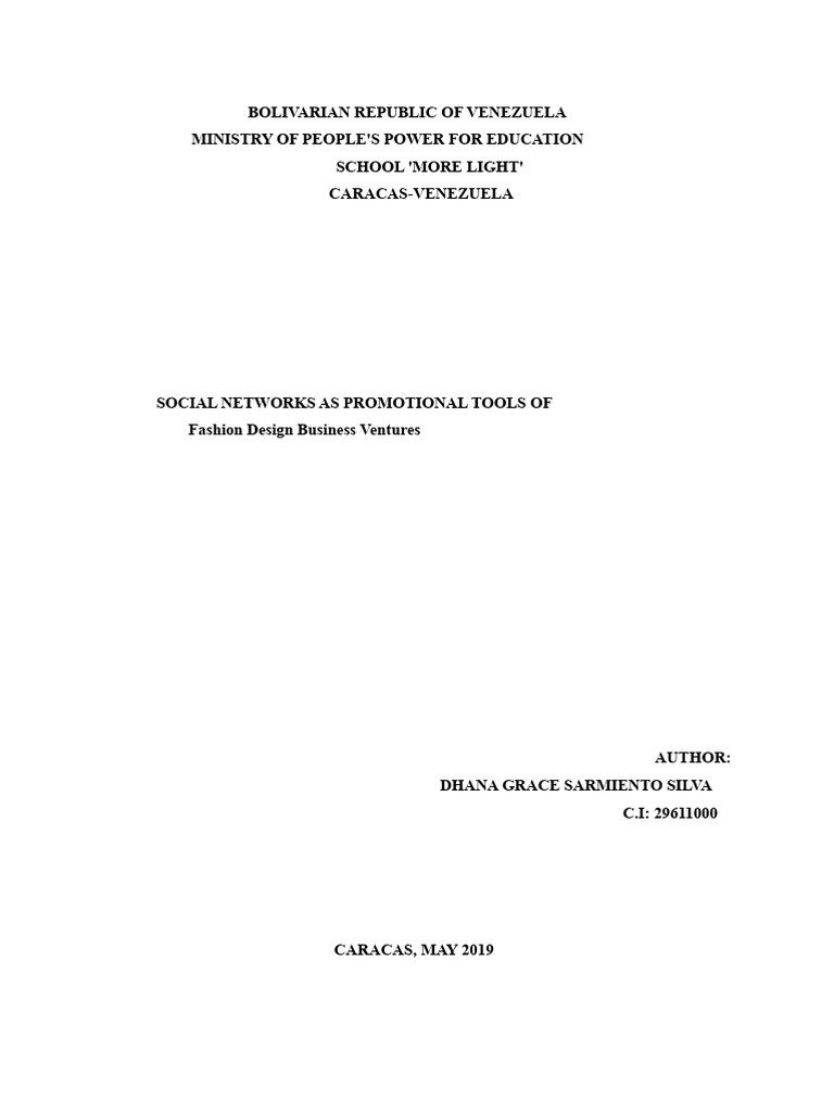 Thesis: Social Networks As Tools For Promoting Fashion Design Business ...