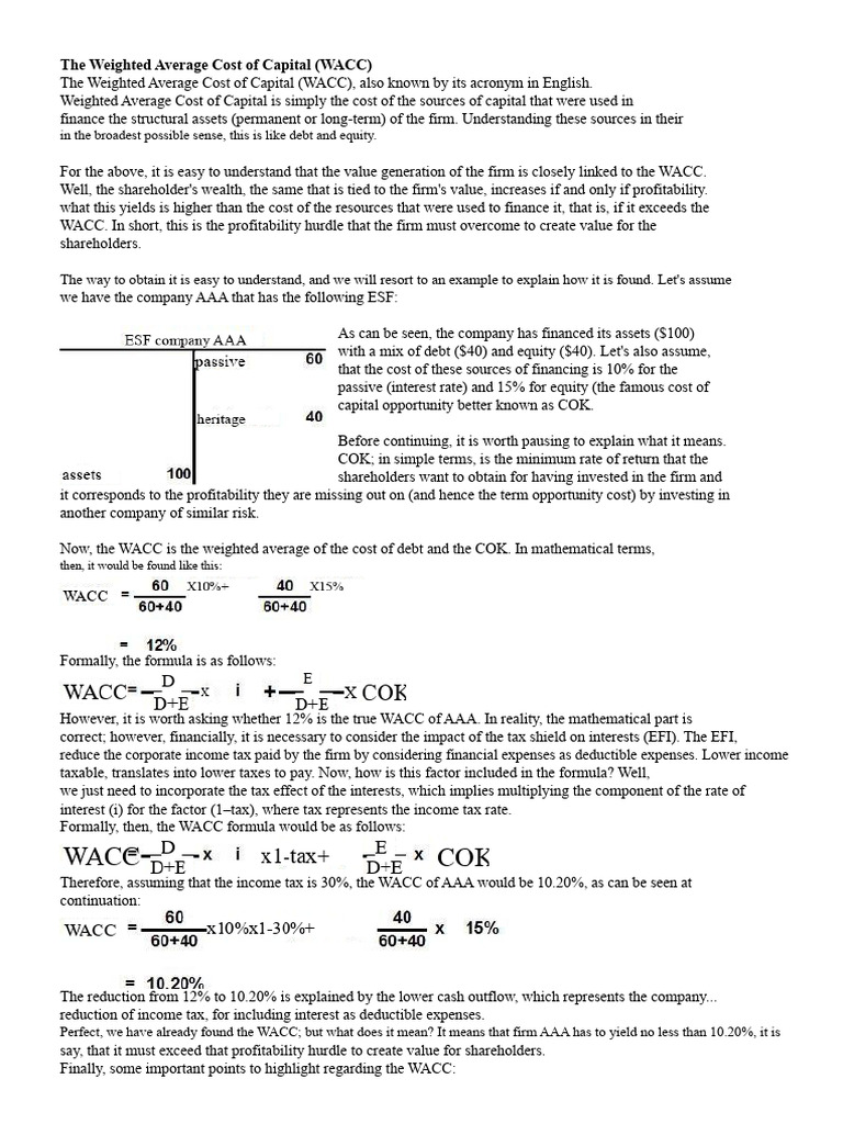 Understanding Weighted Average Cost of Capital | PDF | Cost Of Capital ...