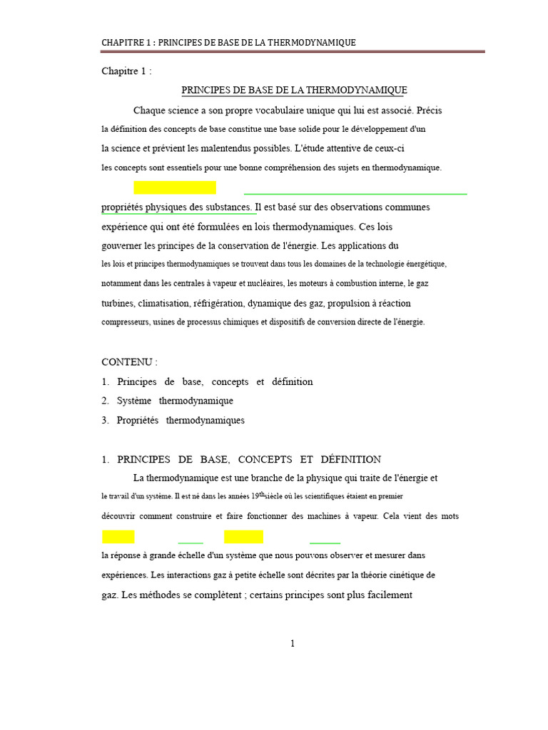 Principes de base de la thermodynamique | PDF | Chaleur | Thermodynamique