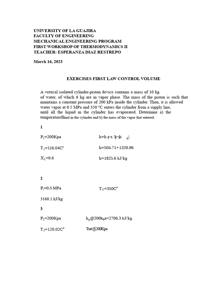 Thermodynamics II Workshop Exercises | PDF | Heat Pump | Heat