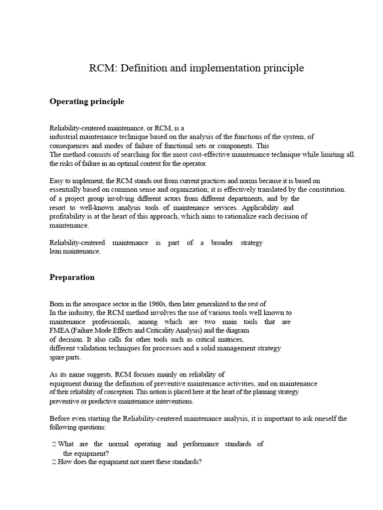 Understanding Reliability-Centered Maintenance | PDF | Business