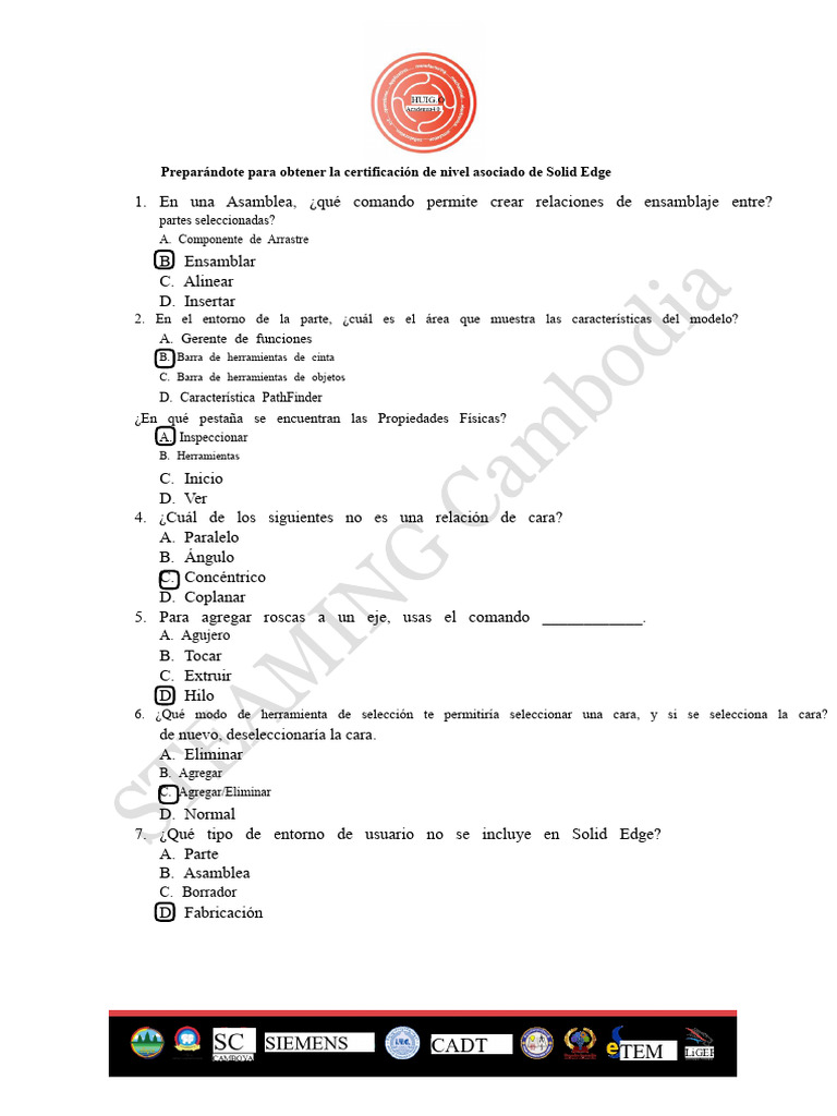 Certificación Solid Edge: Preguntas y Respuestas | PDF