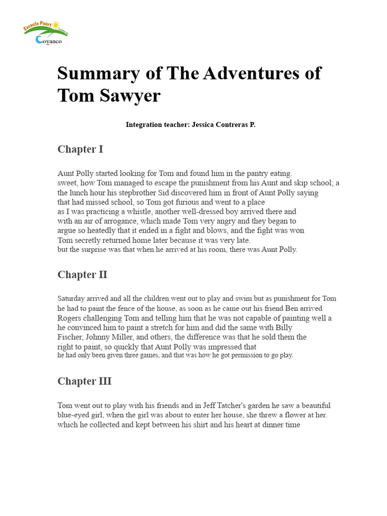 Summary of The Adventures of Tom Sawyer | PDF | The Adventures Of Tom ...