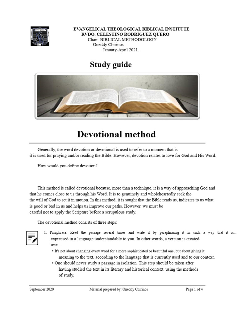 Devotional Method for Bible Study | PDF | Sowing | Religious Belief And ...