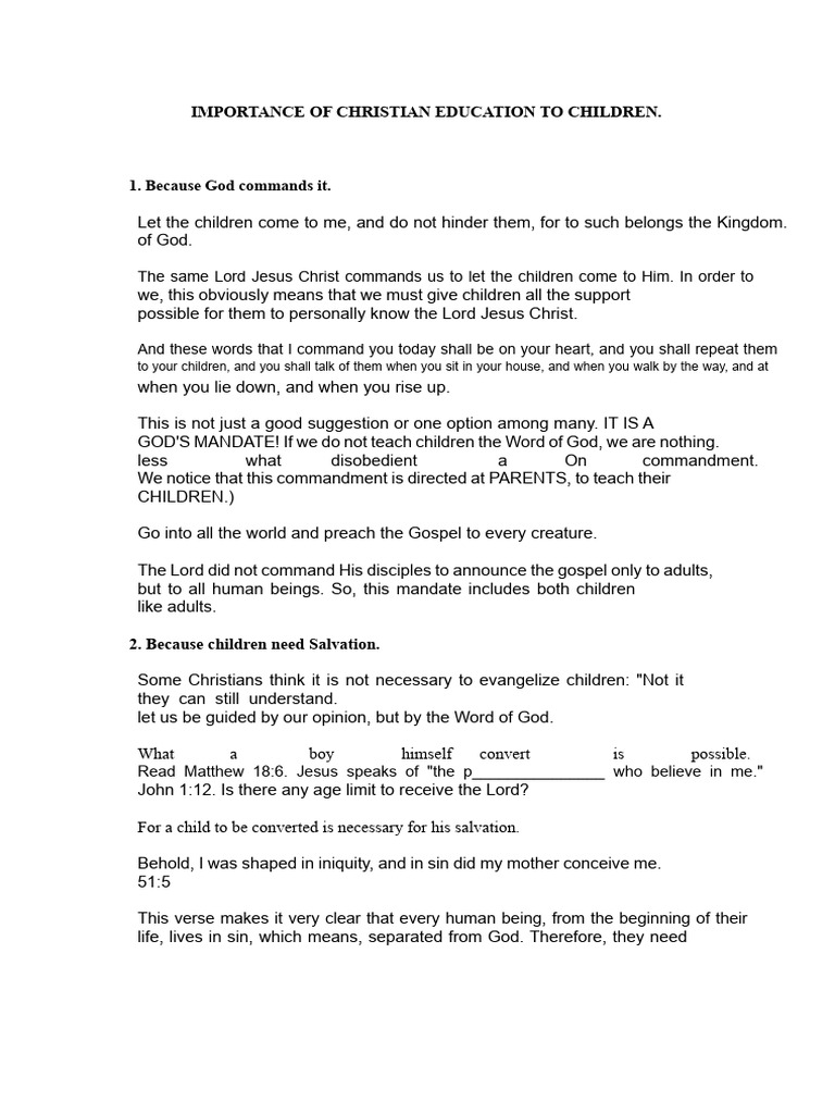 Importance of Christian Education for Kids | PDF | Jesus | Salvation