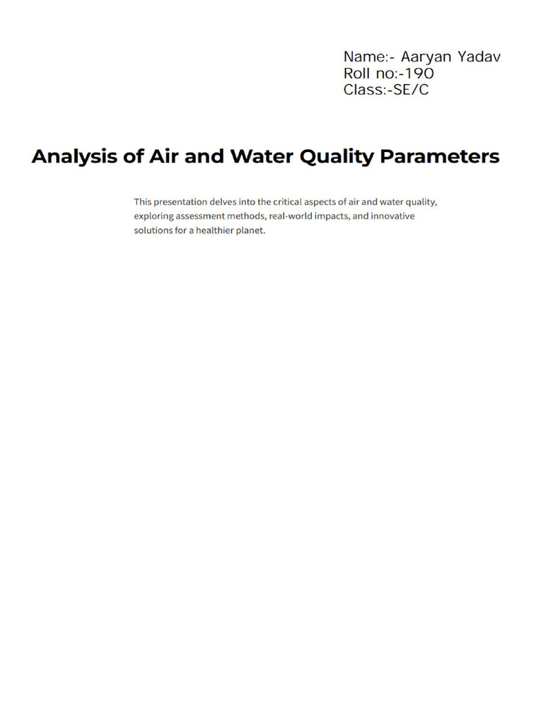 Analysis of Air and Water Quality Parameters Clean | PDF