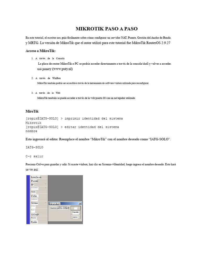 Tutorial de Configuración de MikroTik | PDF | Servidor proxy ...
