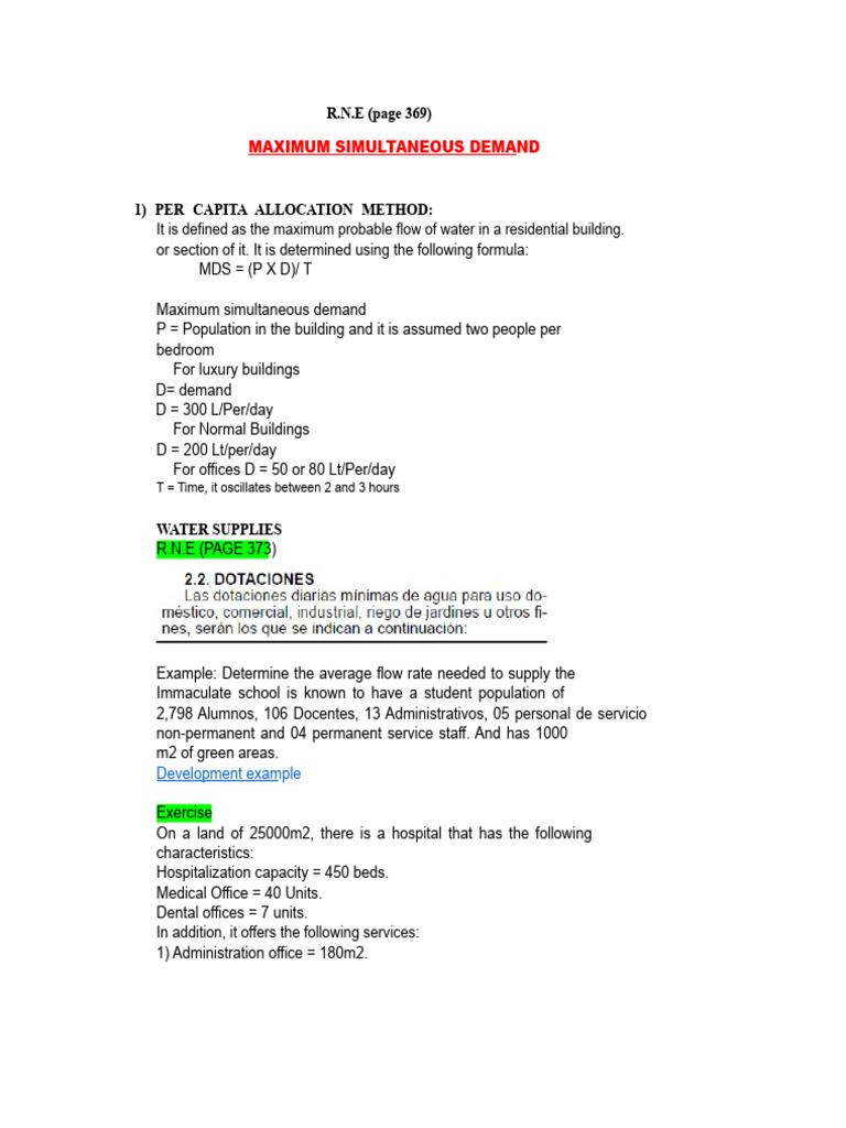Water Demand Calculation Methods | PDF