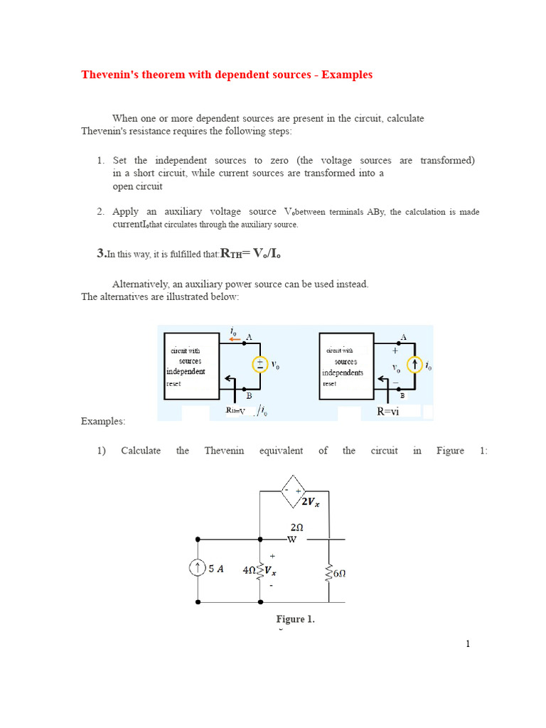 Thevenin's Theorem with Dependent Sources | PDF | Electrical Network ...