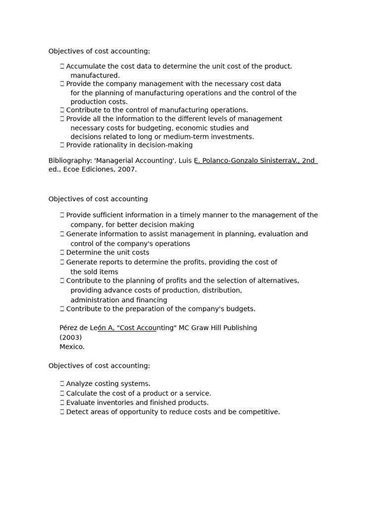 Objectives of Cost Accounting | PDF | Cost | Cost Accounting