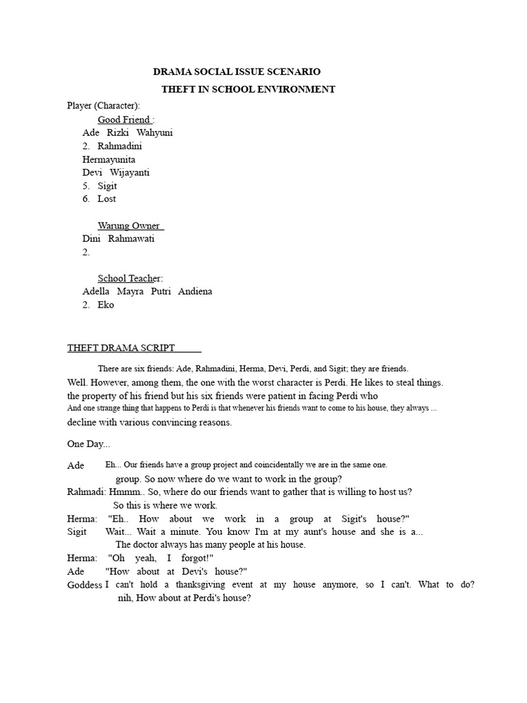 SOCIAL ISSUE DRAMA SCENARIO (Group 4) | PDF