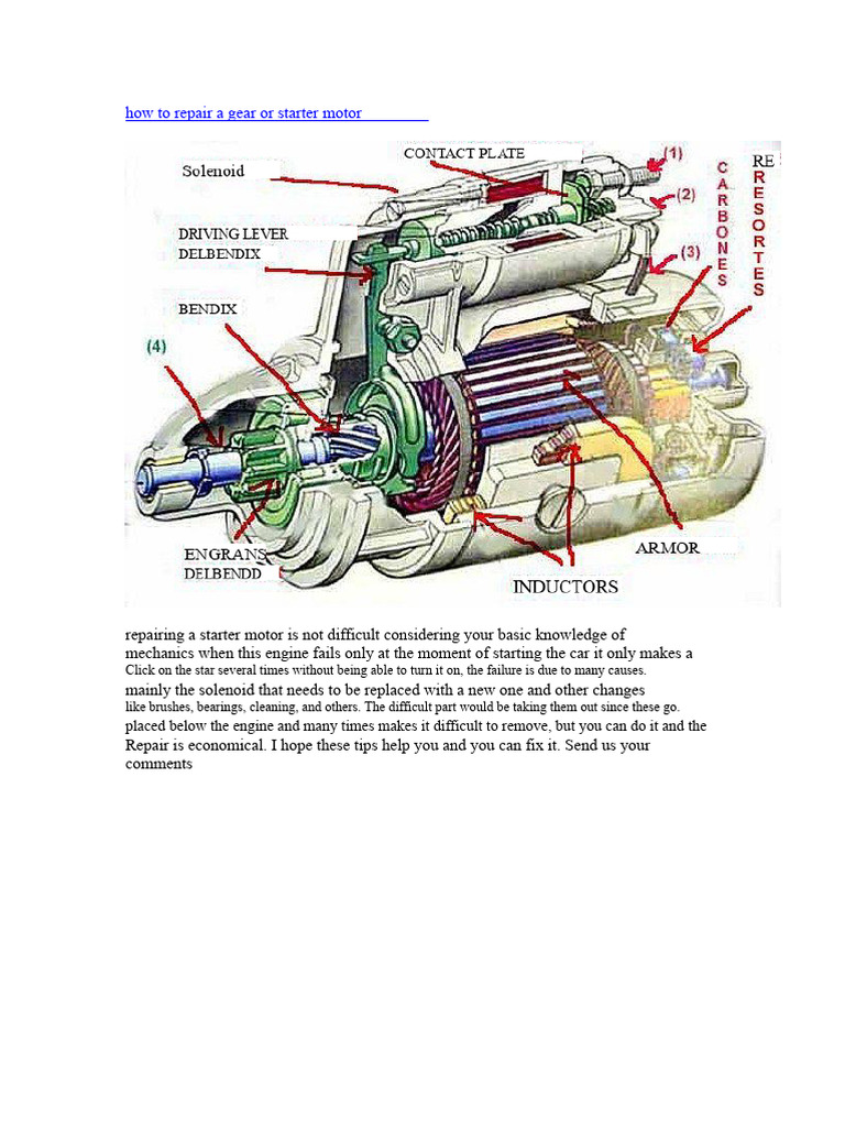How To Repair A Gear or Starter Motor | PDF