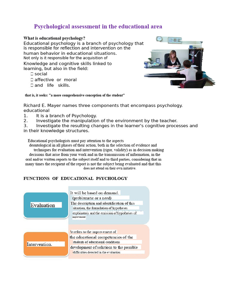 Psychological Assessment in The Educational Area | PDF | Educational ...