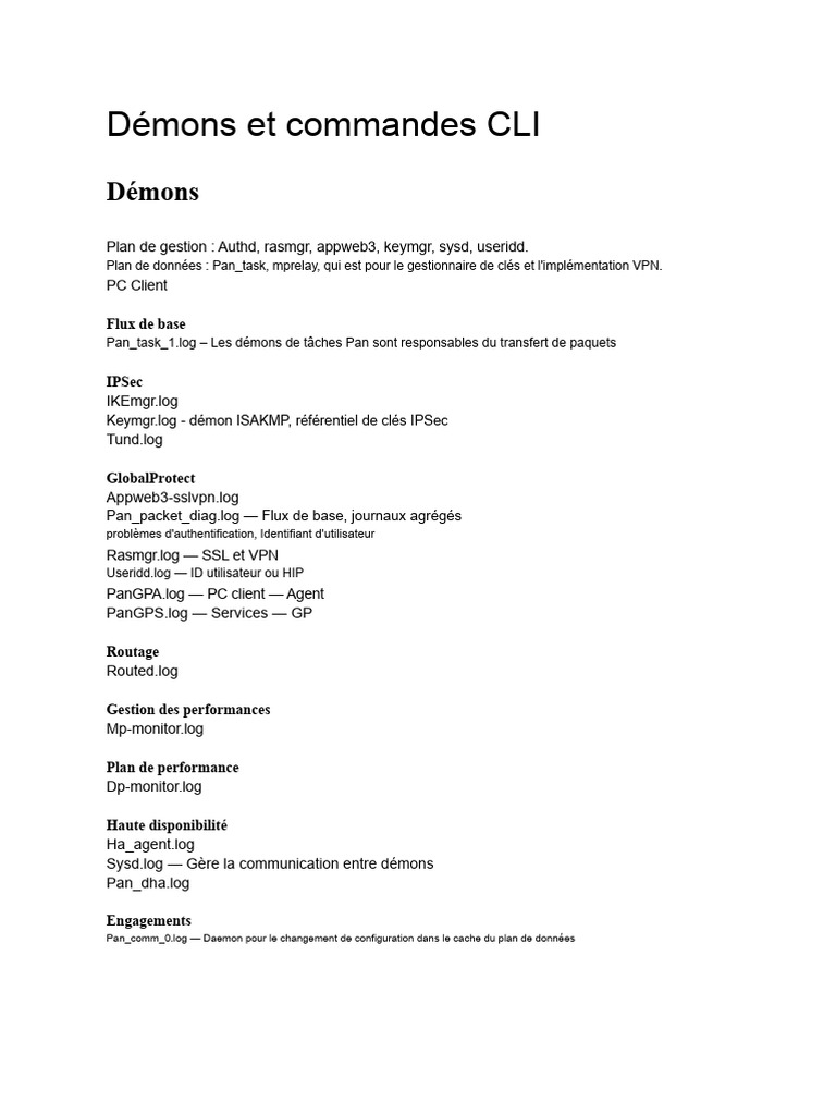 Démons et commandes CLI pour VPN | PDF | Réseau privé virtuel | Bug ...