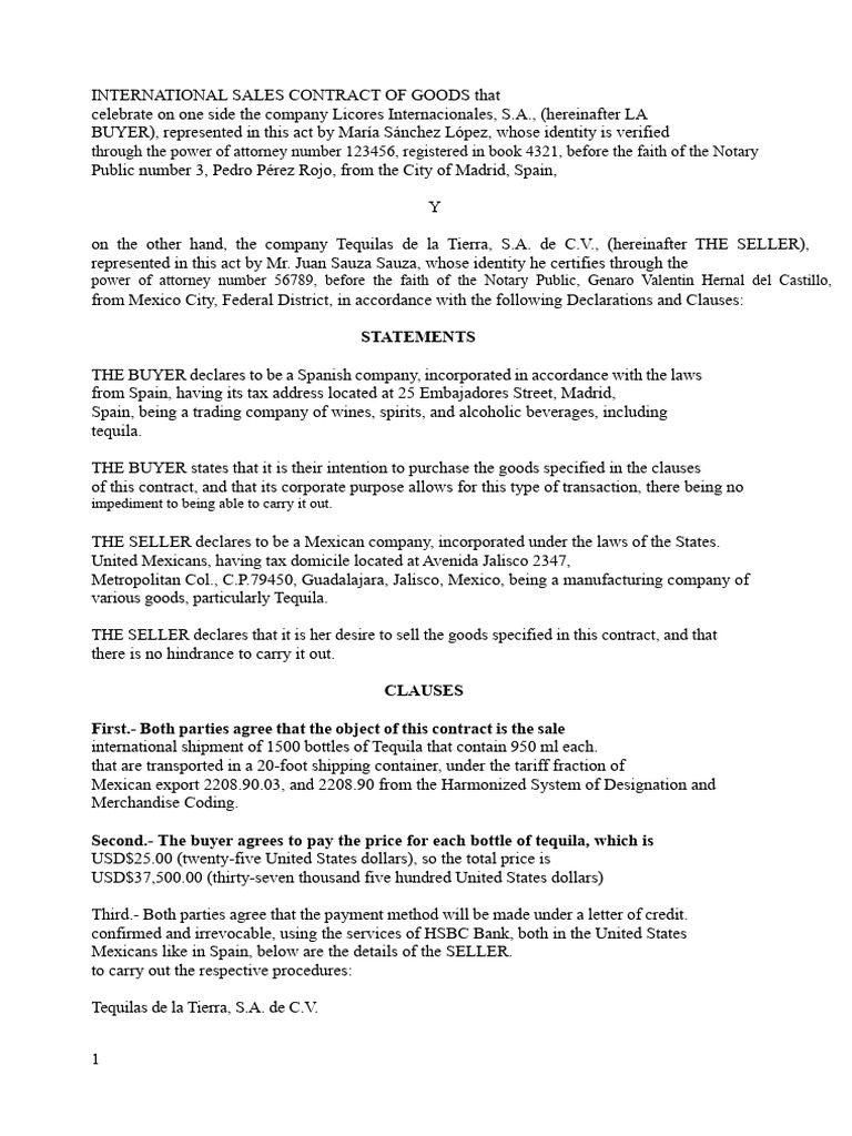 International Tequila Sales Contract | PDF | Arbitral Tribunal ...
