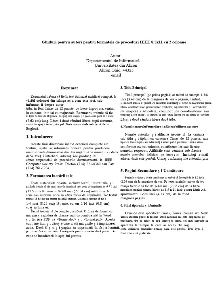 Format IEEE În 2 Coloane | PDF