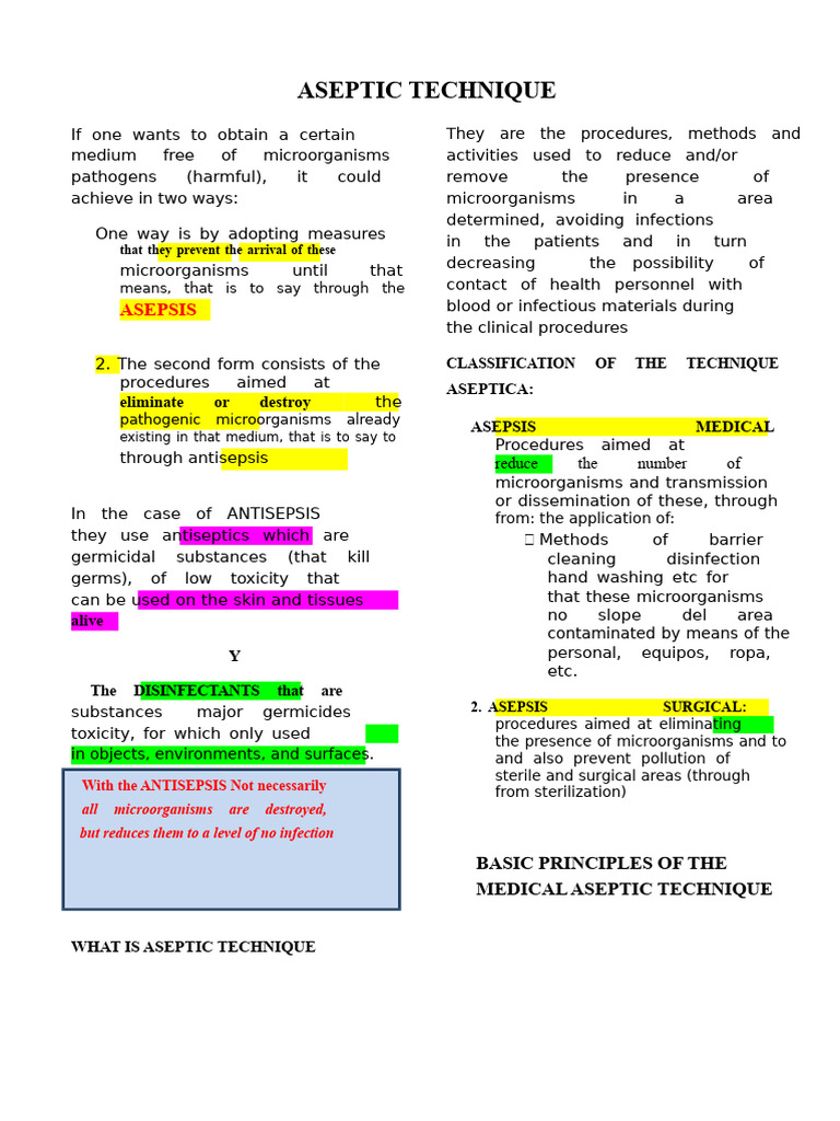Aseptic Technique: Infection Control Methods | PDF | Hand Washing ...