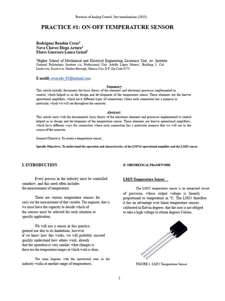 On-Off Temperature Sensor Design Guide | PDF | Electronics | Electricity
