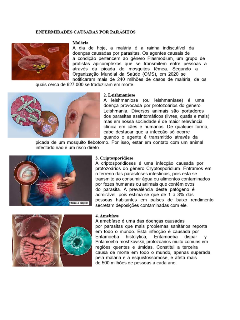 Doenças Causadas por Parasitas | PDF | Malária | Parasitismo