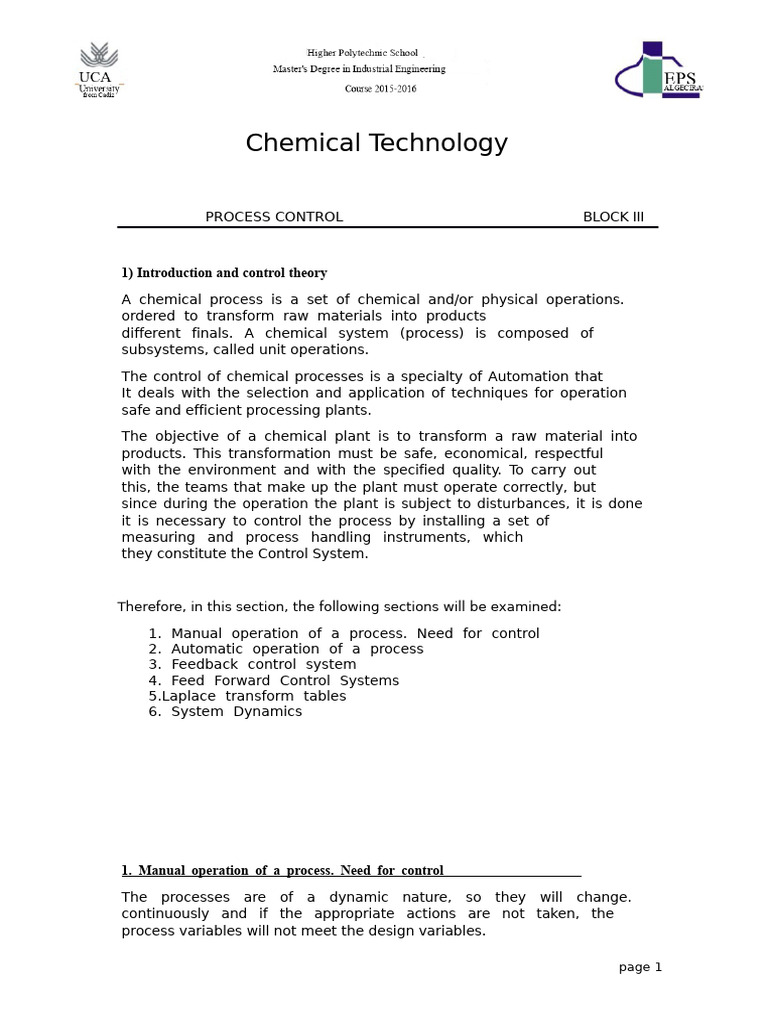 Chemical Process Control Fundamentals | PDF | Damping | Control Theory