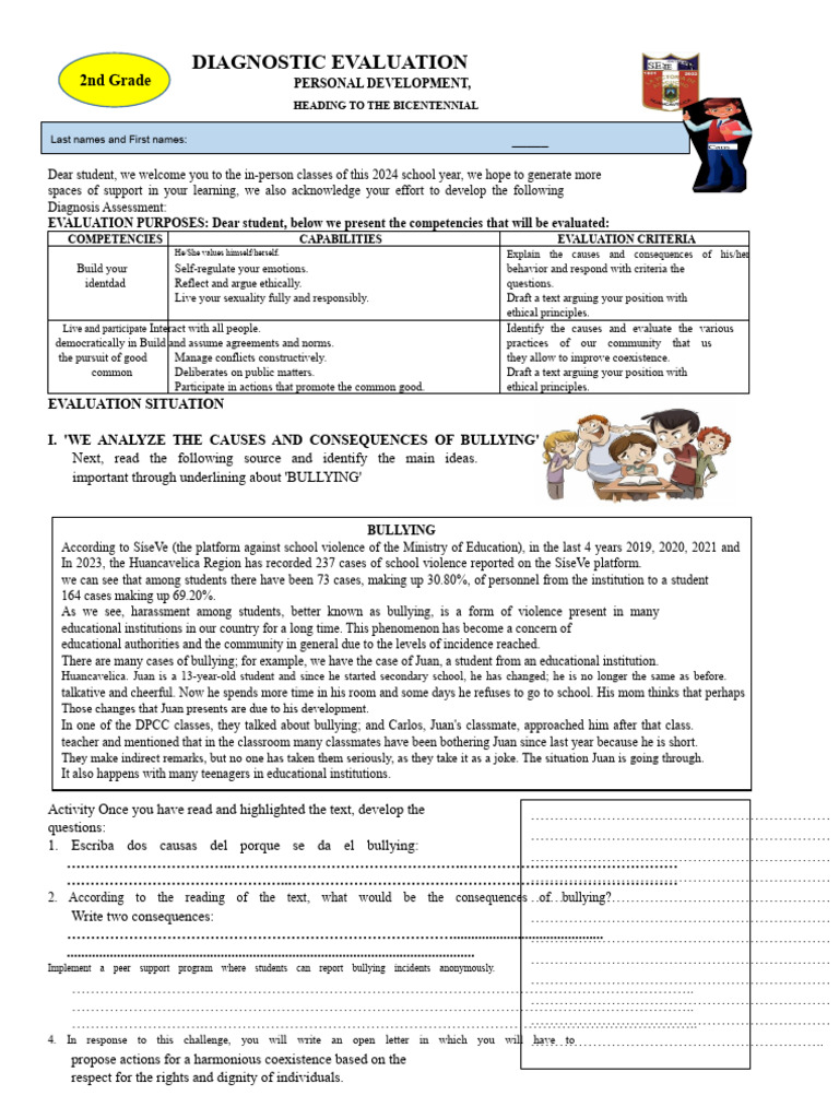 Diagnostic Evaluation 2024 DPCC 2ND. | PDF | Evaluation | Discrimination