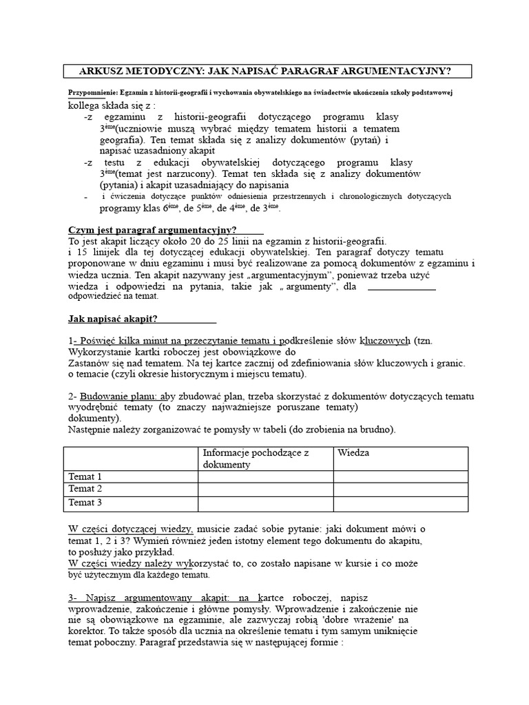 Jak Napisać Argumentacyjny Akapit? | PDF