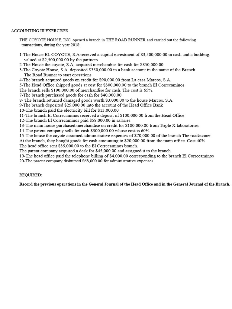 Accounting Iii Exercises | PDF