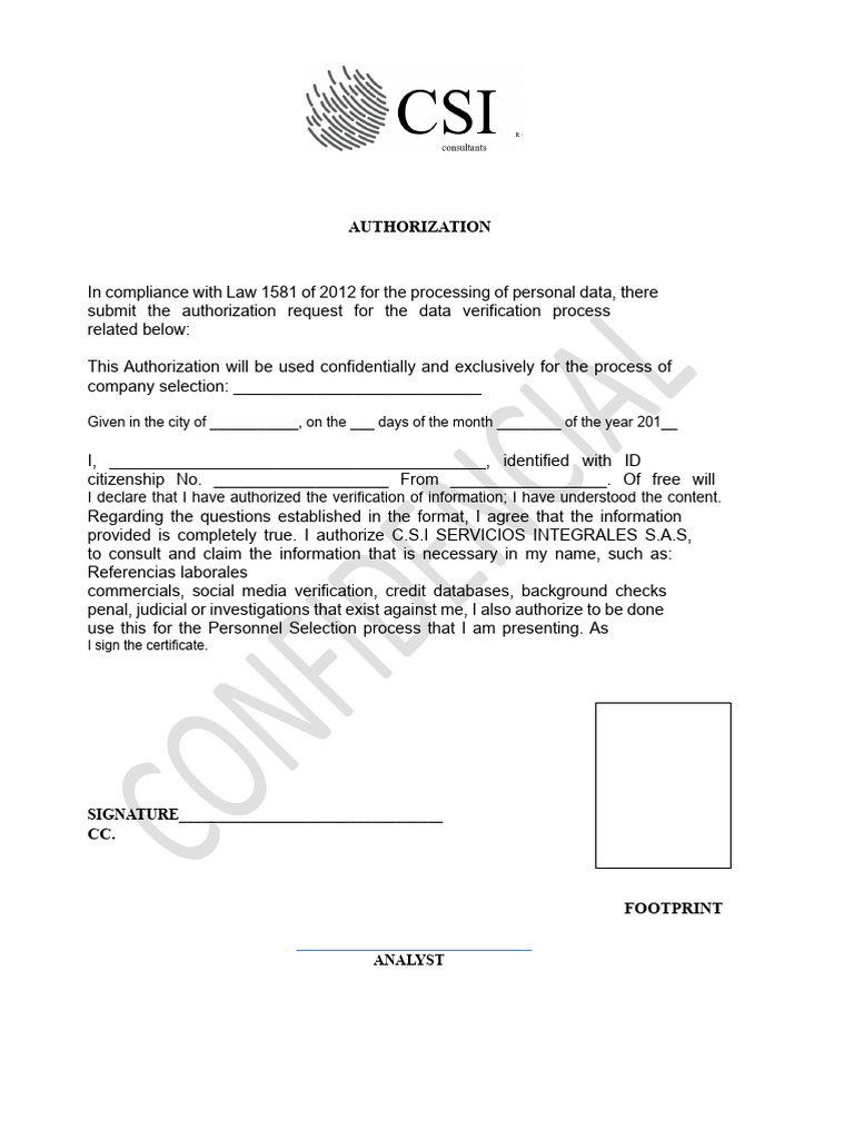 Personal Data Authorization Form | PDF