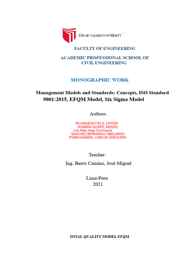 Quality Management Efqm Model | PDF | Leadership | Quality Management