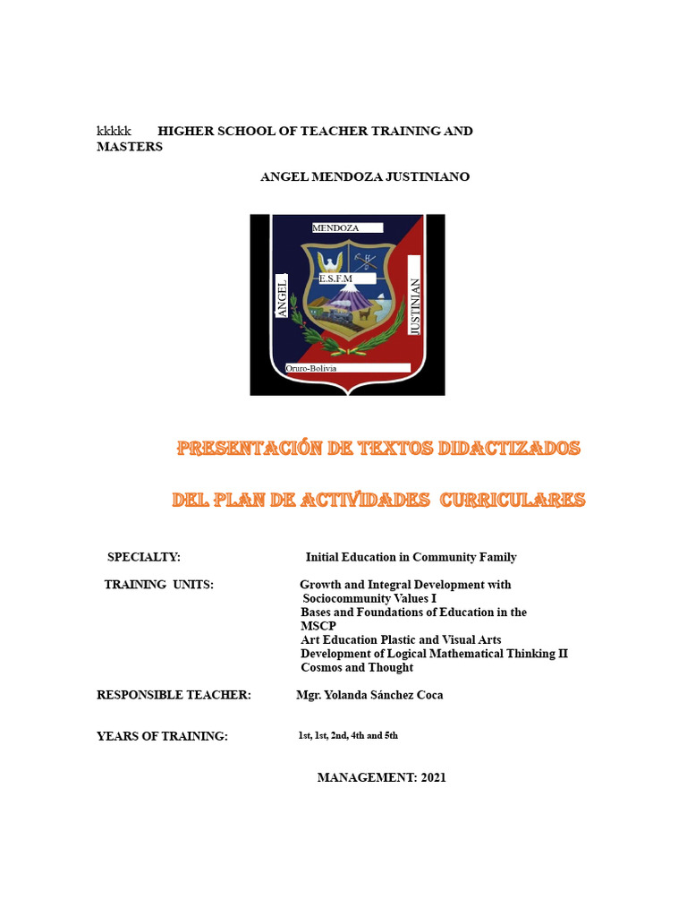 Didactic Text First Year Initial | PDF | Time | Motor Coordination