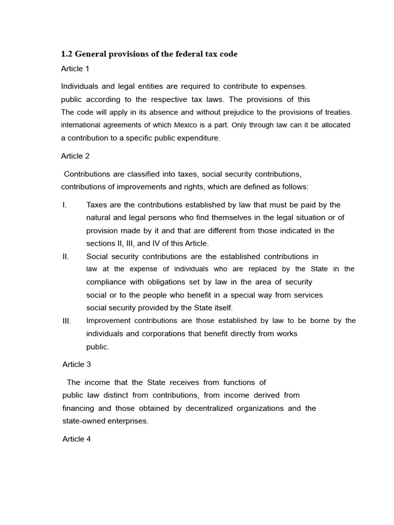 1.2 General Provisions of The Federal Tax Code | PDF | Taxes | Expense