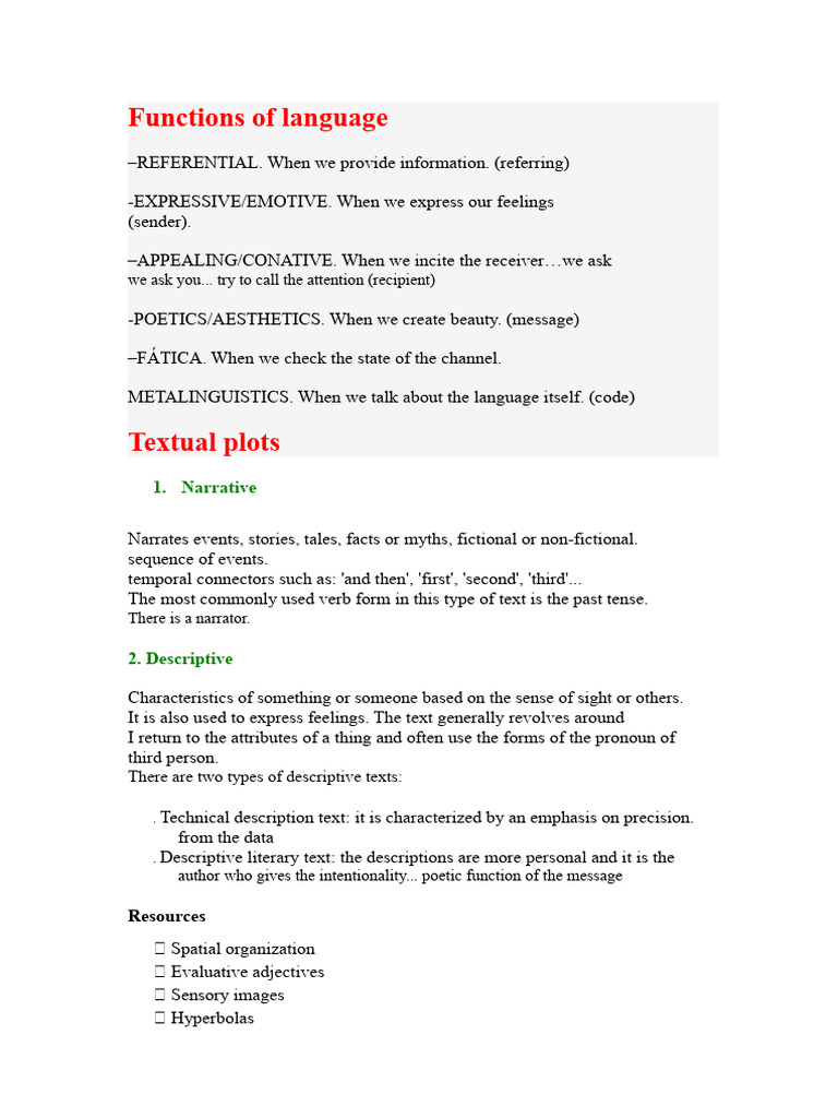 Functions and Types of Language Texts | PDF | Word | Morphology ...