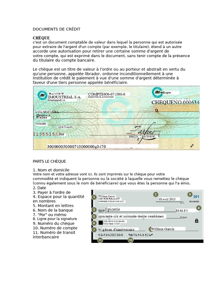 Guide des Documents de Crédit et Paiement | PDF | Effet de commerce ...