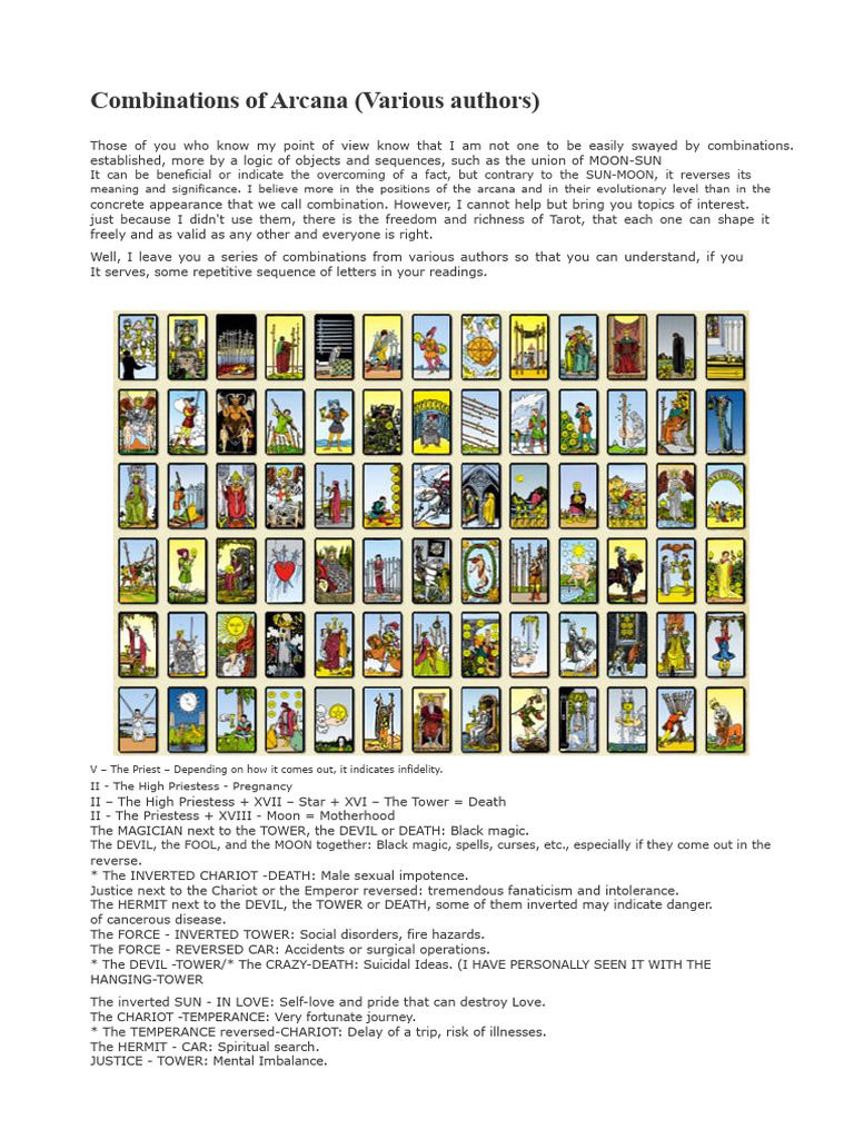 Tarot Card Combinations Explained | PDF