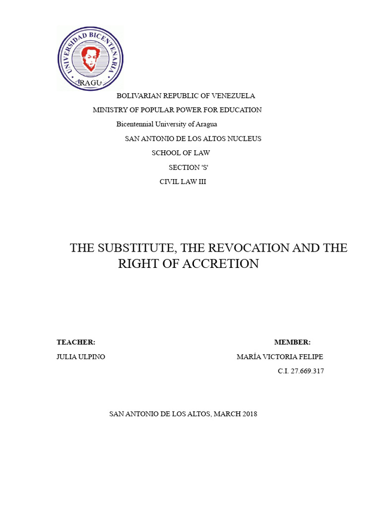Substitution, Revocation and Right of Accretion | PDF | Will And ...